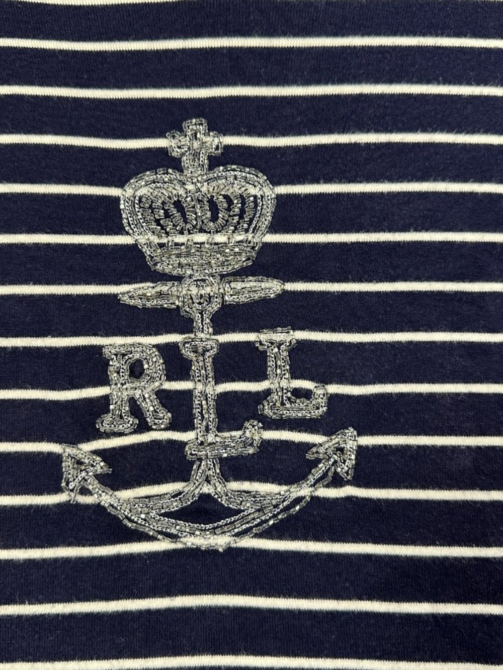Lauren Ralph Lauren Top Womens Medium Blue White Stripe Cotton Short Sleeve Tee - Picture 4 of 8
